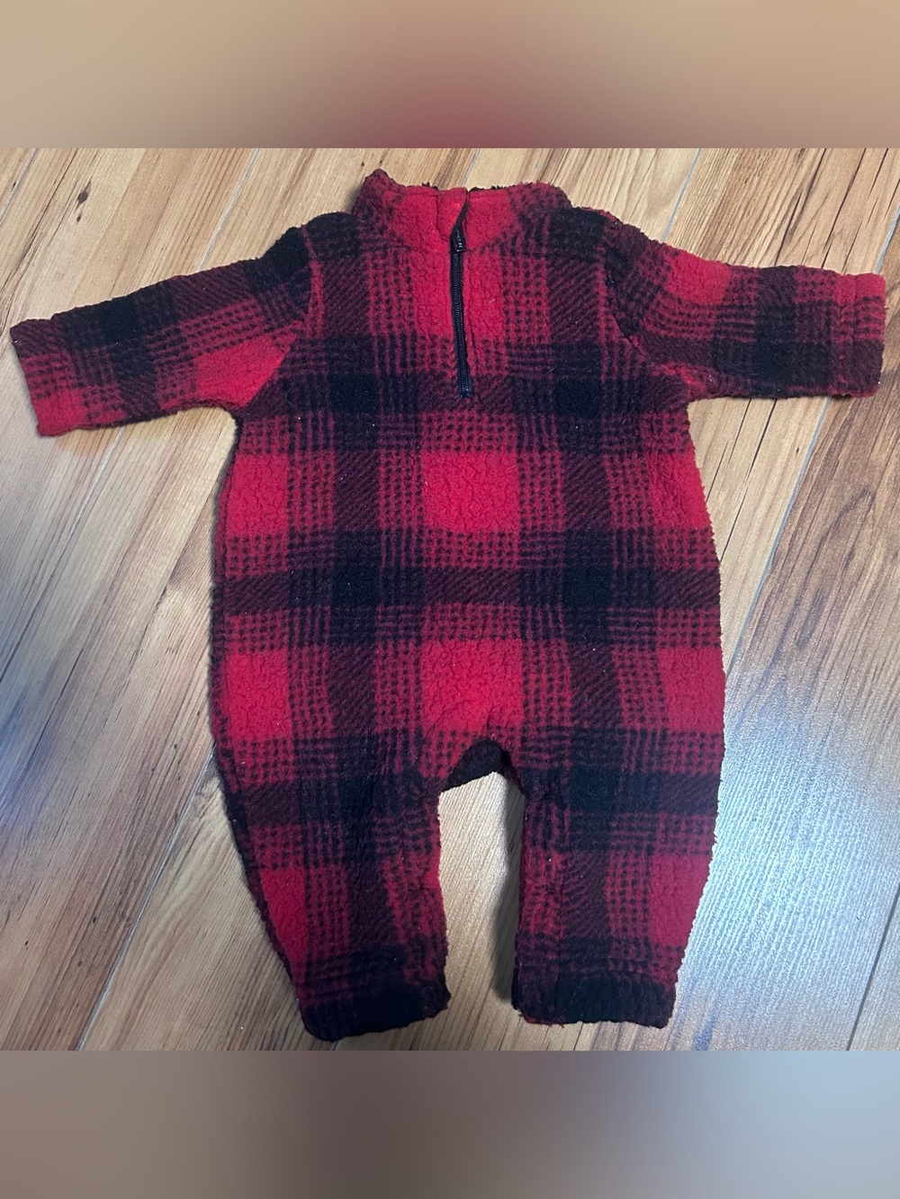 Plaid Fleece One-Piece Romper